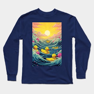 The Great Wave off ducks Long Sleeve T-Shirt